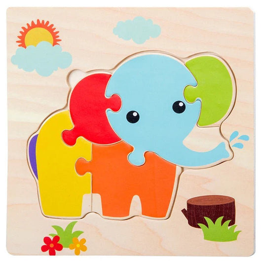 Puzzle en Bois - PuzzlePals™ - Éléphant - Mon Aventure Bébé